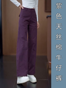 Purple High Waist Straight Leg Jeans Womens New 2025 Trendy Spring Autumn Loose Wide Leg Pants Commute Korean Style