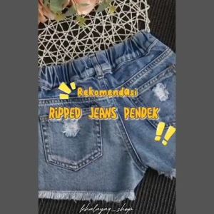 Celana Pendek Anak Jeans sobek Bawah Rawis usia 1 sampai 6 tahun