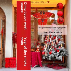 2025 New Snake Year Decorative Scene Arrangement Hanging Banner Background Cloth Shop Check in Photography Atmosphere Banner