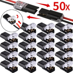 1-50PCS 2-Pin Way Plug Waterproof Electrical Connector Car Wire Cable Quick Connectors Strip Terminal Blocks