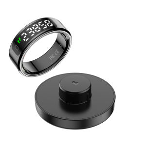 AMZMAX R11 Smart display Ring Men Women with Wireless Charging standHealth and Sleep Monitor5ATM WaterproofMulti-sport Modes