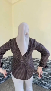 Kemeja Wanita Luna Stripe Fitted Body Salur Premium Lengan Panjang Basic Casual Kerja