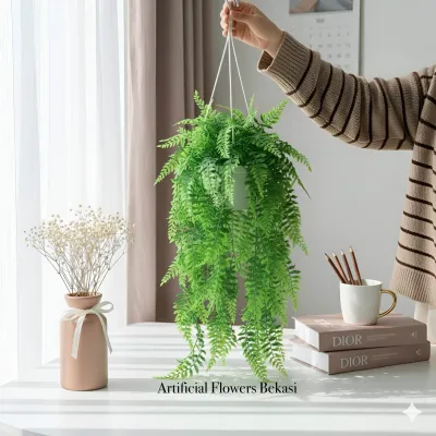 DAUN PAKIS Daun Juntai Plastik dengan pot gantung plastik daun dekorasi bunga artificial home dekorasi