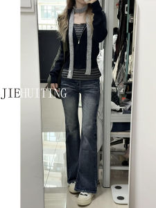 Low Waist Flared Jeans Womens Slim Fit Long Length Vintage Style Casual Cotton Pants Autumn Season Fashion plus Size