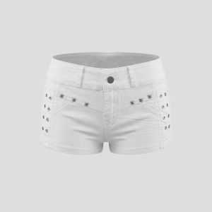 Summer Slim Fit Rivet Low-rise Denim Shorts
