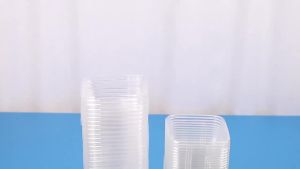 50Pcs Plastic Dessert Cups with Lids 8oz Reusable Cupcake Container Clear Square Single Dessert Box Sealed Cake Storage Box