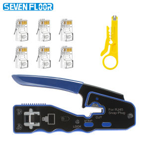 All-in-One RJ45 Crimping Tool Pass Through Ethernet Stripper Cutter Compatible with Cat6 Cat5 8P8C Plugs