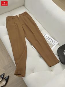 Quần baggy nữ CARDINA chất liệu tuyết mưa cạp cao kiểu dáng basic thanh lịch hiện đại 4QBG04