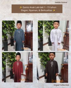 Baju Gamis Muslim Laki-Laki Motif Garis Usia 1-15 tahun