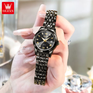 OLEVS 2024 Jam Tangan Wanita Merek Terkenal Asli Baru Jam Tangan Kuarsa Impor Tali Baja Tahan Karat Bercahaya Modis Elegan Mewah Wanita