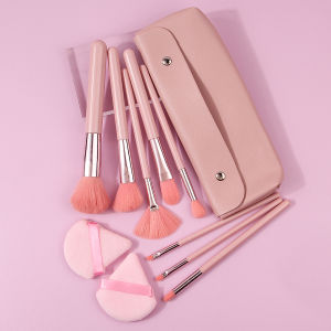 Bộ Cọ Trang Điểm Chất Lượng Cao 11 Chiếc Với Bông Phấn Hình Tam Giác Và Túi Đựng - Bàn Chải Sợi Nylon Và Len Đa Chức Năng Dùng Để Đánh Phấn Má Hồng Kem Che Khuyết Điểm Phấn Mắt Kem Nền Phấn Tạo Khối Phấn Bắt Sáng