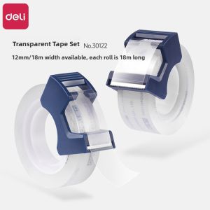 Deli Transparent Invisible Tape Small Size 12mm/18mm Strong Waterproof Adhesive Tape with Cutter Home Use Convenient