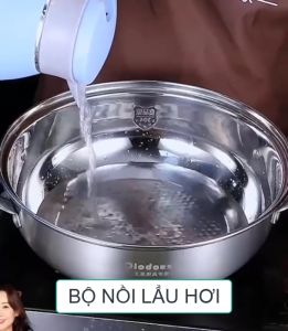 Bộ nồi lẩu hơi nồi hấp đa năng bằng inox 304 đáy 3 lớp dùng được cho bếp từ