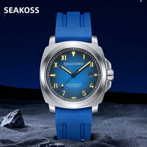 Đồng Hồ Lặn SEAKOSS 10Bar Cơ Khí Tự Động ST1612 Bộ Máy Seagull Thép Không Gỉ 304L Lịch Siêu Sáng Đồng Hồ Đeo Tay Sapphire 40mm