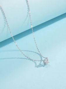 JoyceJelly Moissanite Vòng Đeo Cổ Cho Nữ 1/2/3/5 Carat Bạc 925 Cưới Cô Dâu Mỹ Trang Sức Hợp Thời Trang Hình Học O-Dây Xích