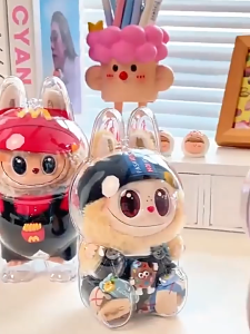 Labubu Case Acrylic Transparan Labubu Acrylic Box Acrylic Untuk Tas Display Boneka Mewah