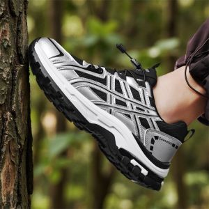 New 2025 Mens Outdoor Sports Hiking Shoes Anti-slip Thick Bottom Leisure Fashion Dad Trendy Shoes Easy Wear No-Tie Design