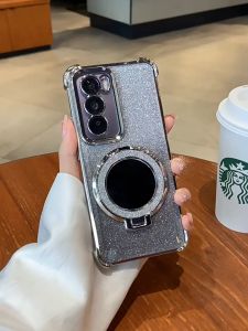 OPPO Reno 12 13 11 10 Pro Case OPPO Reno 13F 12F 11F 12 11 10 5G Case OPPO Reno 8T 8Z 7Z 5G Clear Jelly Shockproof Case with Camera Lens Protector Glitter Magnetic holder for cellphone Business Style Transparent All-inclusive Edge Anti-fall Soft Case