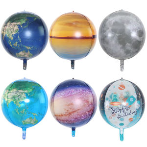 22-Inch Starry Sky 4D Solar System Earth Moon Astronaut Balloon Space Planet Theme Party Decoration Ball Arrangement