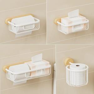 DIHUANTUO | Wall-mounted No Drilling Toilet Tissue Holder White Beechwood