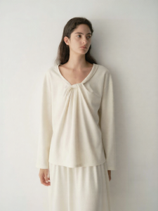 INSIS FEMME | Woolen Elegant Reversible Ruched Loose Blouse