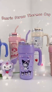 860ML Sanrio Kuromi Melody Cinnamoroll Hello Kitty Pochacco 316 vacuum cup large capacity water cup cute girls straw water cup