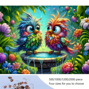 Two Bright Colorful Bird Paper Jigsaw Puzzle 500/1000pcs For Adult Large Scale Challenging Brain Teaser Portable Box Family Game