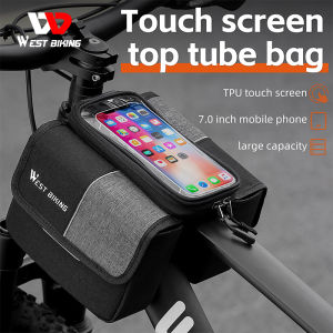 Tây đi xe đạp Túi khung xe đạp không thấm nước 7.0 inch màn hình cảm ứng MTB xe đạp đường trường Túi điện thoại 2L lớn capacitytop Túi Gắn Khung Sườn Trước