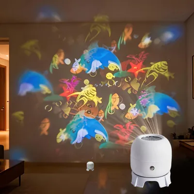 EELHOE | LED Ocean Projector Light 360° Rotating Dynamic Night Light USB Powered Ambient Lamp for Bedroom Kids Nursery Decor