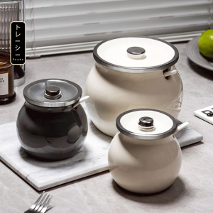 Hũ gốm sành sứ có nắp đựng mỡ lợn kèm thìa âu sứ gốm đựng mỡ có nắp sang trọng 400 - 1400ml