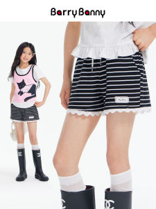 Barry Banny | Girls Classic Striped Lace Trim Breathable Summer Shorts