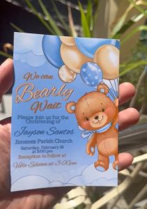 We Can Bearly Wait - Blue Teddy Bear - Boy Baptism Christening Invitation Card - Customized - 5R - 4R - 3R Invitations We Are Expecting We Are The Waiting - Lazada