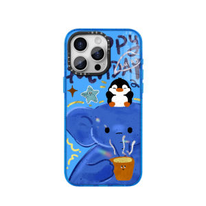 เคสโทรศัพท์รูป Likhang Benefit Cartoon Oil Painting Blue Elephant 17 สำหรับ iPhone 16 pro Max Apple 15 pro Crystal Shield Magnetic Attraction Phone Case 13 รุ่นใหม่ 14 Set 12 Iceberg Pattern Anti-Fall Color Frame