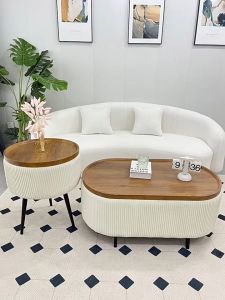 【Desiny】Coffee Nordic side tea enclosed storage sofa corner veet edging round small coffee circular table zlx