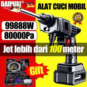 Mesin Cuci Motor 2 Baterai 24V 100Bar BAIPUXI: Tekanan Air 400 Kati & Pipa Air 5 Meter