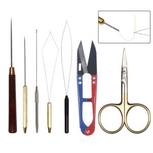 1PC Fly Fishing Tying Tools Stainless Steel/Brass Bobbin Threader &  Bodkin Needle & Scissors Line Fiber Cutter Fishing Tackle ﻿