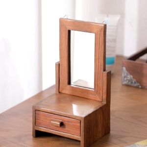 กระจกไม้สักเดสก์ท็อปกระจกแต่งหน้าที่มีลิ้นชักสามารถใช้เป็นกรอบรูปสามารถใช้เป็นของขวัญให้กับแฟน กระจกแต่งหน้าวางโต๊ะเครื่องแป้ง