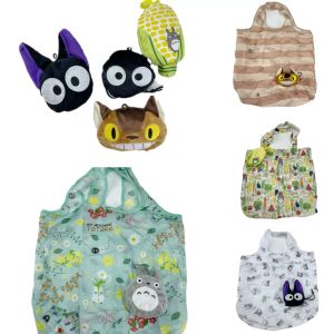 Japan Totoro Black Cat Storage Bag Bar Portable Bag Cartoon Storage Bashi Cat Folding Environmental Protection Supermarket Shopping Bag