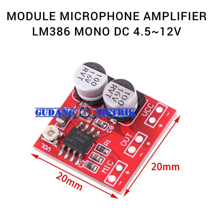 Module Microphone Amplifier Preamp Mic LM386 DC 4-12 Volt Mono Hi-fi