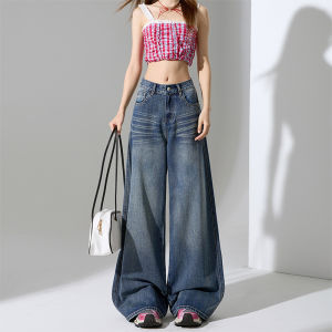 Quần Jeans Cạp Thăn Dây Welo Cổ Đông Phương Anh Hàn Bản Của Lao Động Rộng Thấm Dày Thoải Mái Dài Tần Suất Cao Xuân Thu Đông