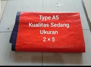 terpal plastik type A5 ukuran 2 × 5 meter kualitas sedang