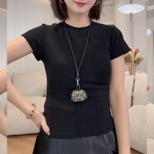 Shalldoer | ชุดเสื้อยืดแขนสั้นลายจุดสีพื้นสำหรับผู้หญิง ชุดสองชิ้น แฟชั่นลดอายุ ฤดูร้อน 2025 ใหม่ ขนาดเล็ก เสื้อผ้าทำงาน