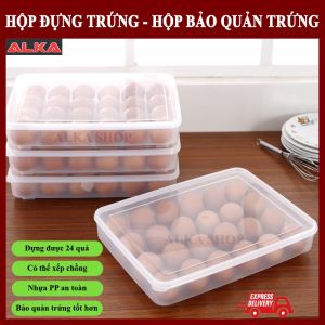 Hộp đựng trứng 24 quả có nắp đậy Việt Nhật khay bảo quản trứng có thể xếp chồng lên nhau giúp trứng không bị dập vỡ.