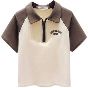 🦋 VEVE Polo Shirt for Women Summer Slim Short Short-sleeved T-shirt blouses women new style 2023