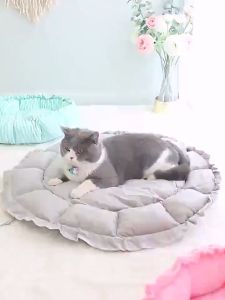 Kasur Kucing Kelopak Bunga Sarang Labu Kotoran Hewan Peliharaan Mewah yang Hangat