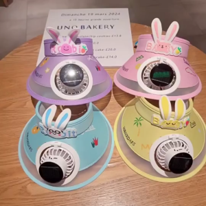 Cute Bunny Sun Hat Fan with Wider Brim Cool & Breathable Design for Sun Protection Lightweight & Comfortable
