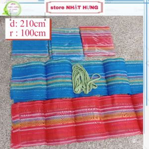 [kèm 3m dây] Võng cước cà phê 1 lớp dài 210cm - lưới võng nằm ngoài trời - võng du lich