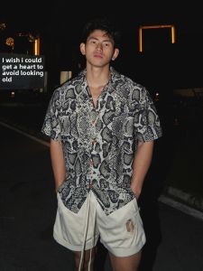 YEBO | American Python Print Short Sleeve Shirt for Men and Women