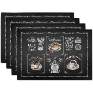 VIKAMA 4/6/8/10PC American Retro Coffee Placemats Waterproof Coffee Cups Cafe Study Living Room Decoration