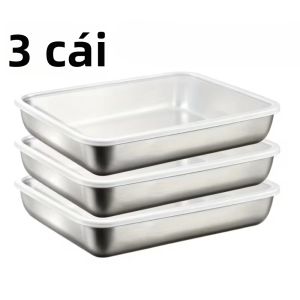 Bộ Khay Phủ Bột 3 Món Bằng Thép Không Gỉ Dùng Cho Gà Cá Thịt Dễ Vệ Sinh Dụng Cụ Làm Bánh Chuyên Nghiệp Cho Nhà Bếp